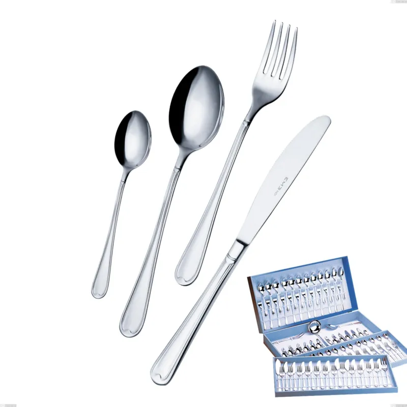 Economico Servizio di posate 113 pezzi in astuccio regalo Euro, 18/10 (AISI304), spessore 2,00 mm Eme Posaterie