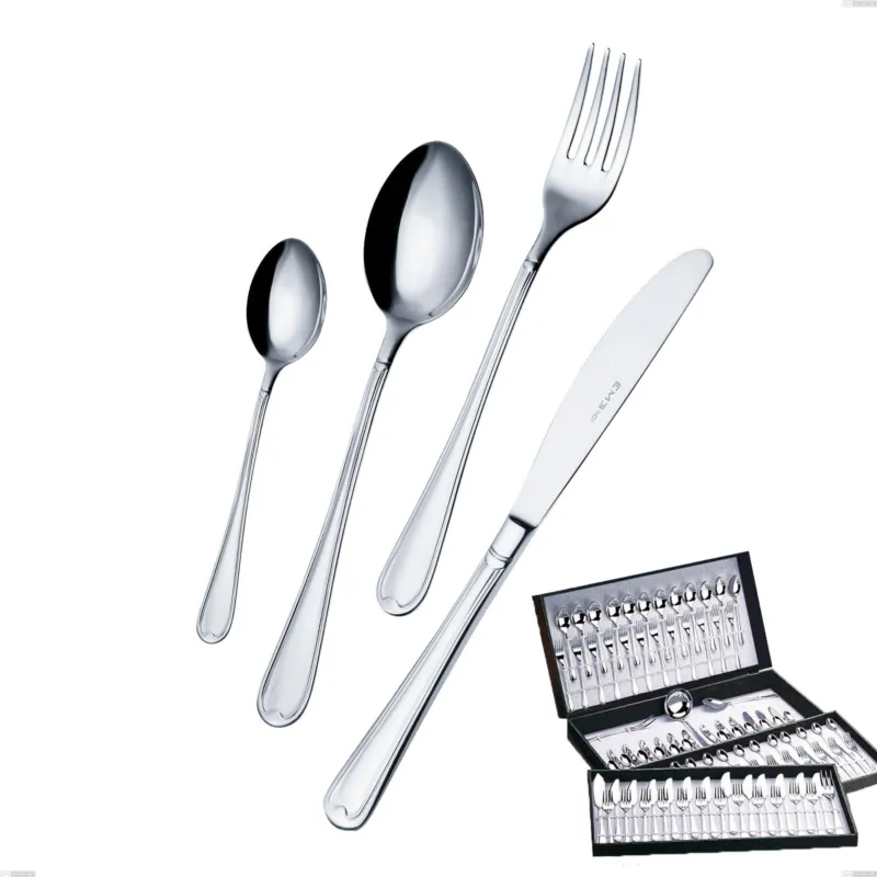 Servizio di posate 113 pezzi in astuccio regalo coltello economico Euro, 18/10 (AISI304), spessore 2,00 mm Eme Posaterie Economico