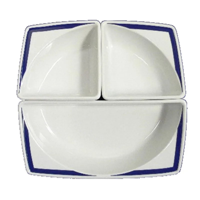 Ultimissimo Modello Set Aperitivo 3 scomparti Decoro antico Ragno 21x21xh6 cm in porcellana bianca lavabile in lavastoviglie Radif 1820