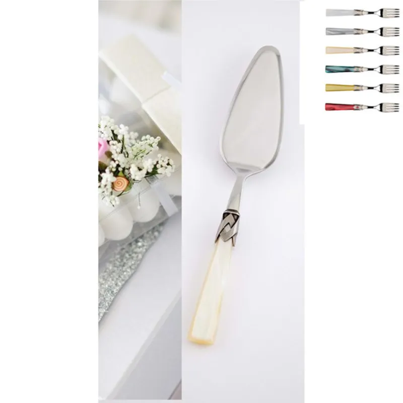 Pala torta CAPRI LUCIDO, in acciaio inox 18/10 lucido spessore 2,5 mm Manico in acrilico madreperlato, in confezione Domus e Design bianco perlato Nuova Collezione