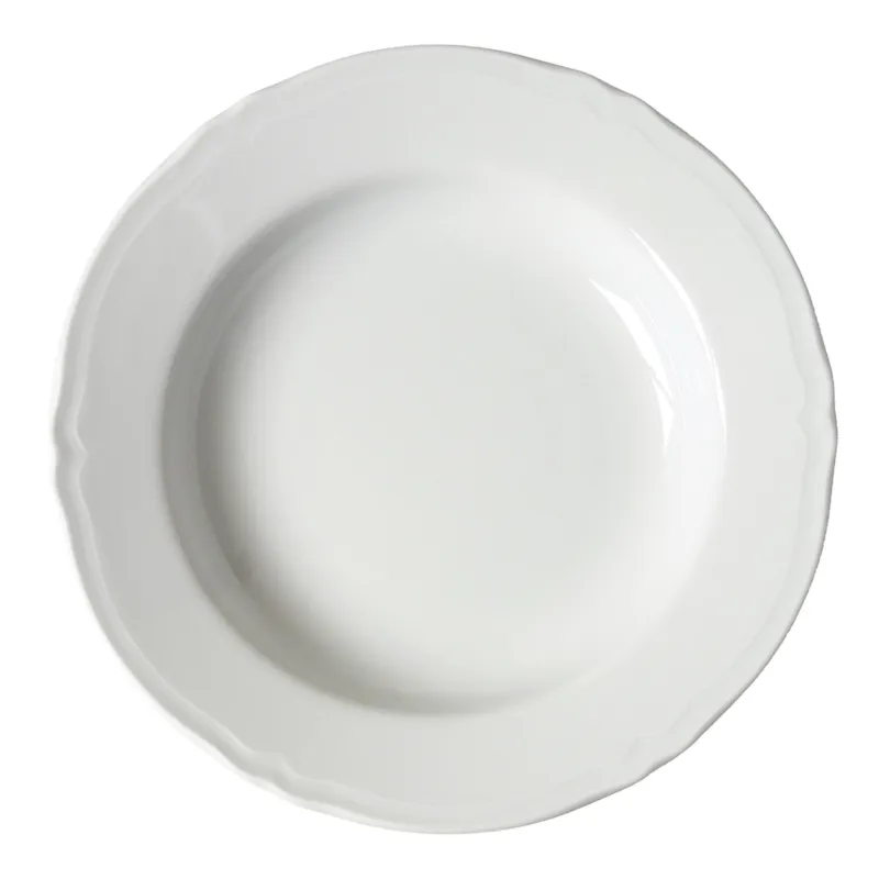 Piatto fondo rotondo 6 pezzi RINASCIMENTO in porcellana bianca 23,5 CM lavabile in lavastoviglie Radif 1820 Prezzo Di Fabbrica