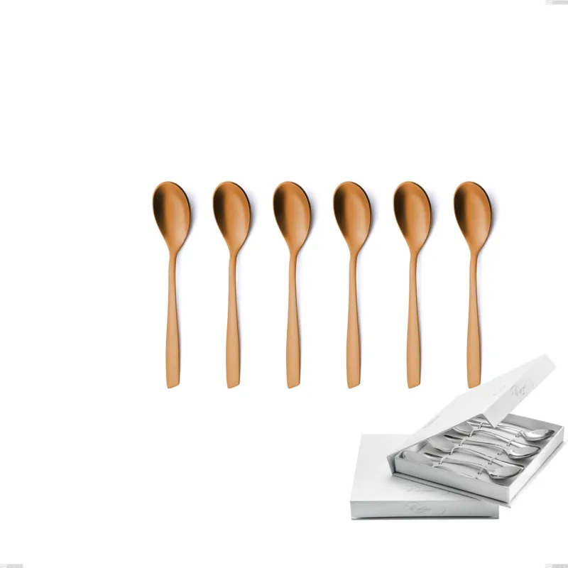Promozione Confezione a libro 6 pezzi cucchiaini caffè Eleven Sahara 2,5 mm Brunita sabbiata , Acciaio inox 18/10 (AISI 304), spessore 2,5 mm Eme Posaterie