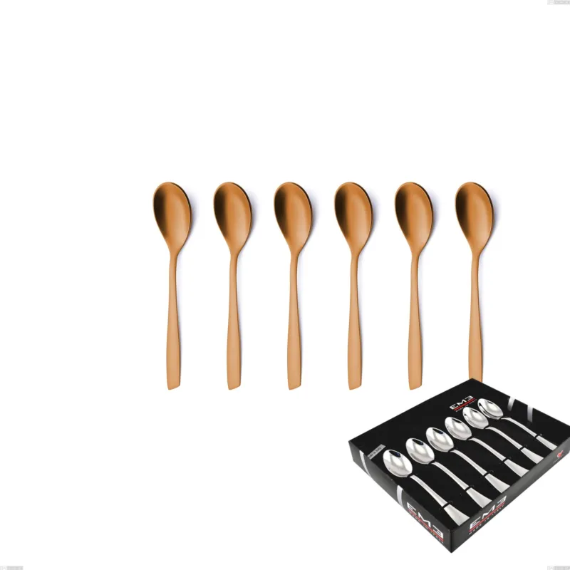 Confezione vetrina 6 pezzi caffè Eleven Sahara 2,5 mm Brunita sabbiata , Acciaio inox 18/10 (AISI 304), spessore 2,5 mm Eme Posaterie Offerta Limitata