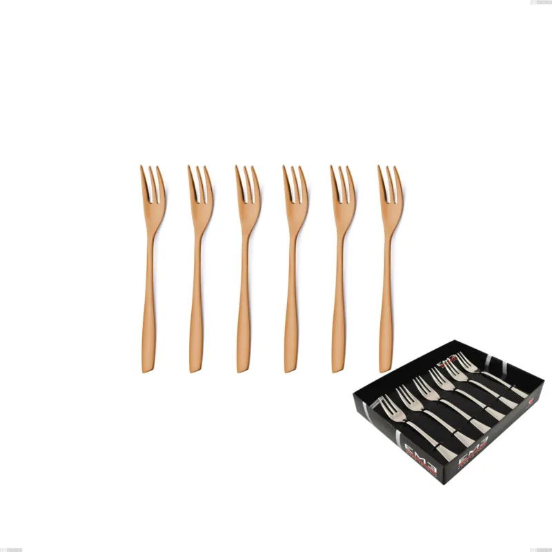 Offerta Lampo Confezione vetrina 6 pezzi forchettine dolce Eleven Sahara 2,5 mm Brunita sabbiata , Acciaio inox 18/10 (AISI 304), spessore 2,5 mm Eme Posaterie