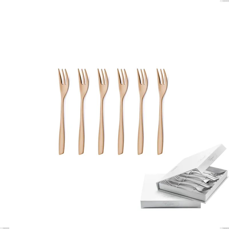 A Buon Prezzo Confezione a libro 6 pezzi forchette dolce Eleven rose brunita lucida , Acciaio inox 18/10 (AISI 304), spessore 2,5 mm Eme Posaterie