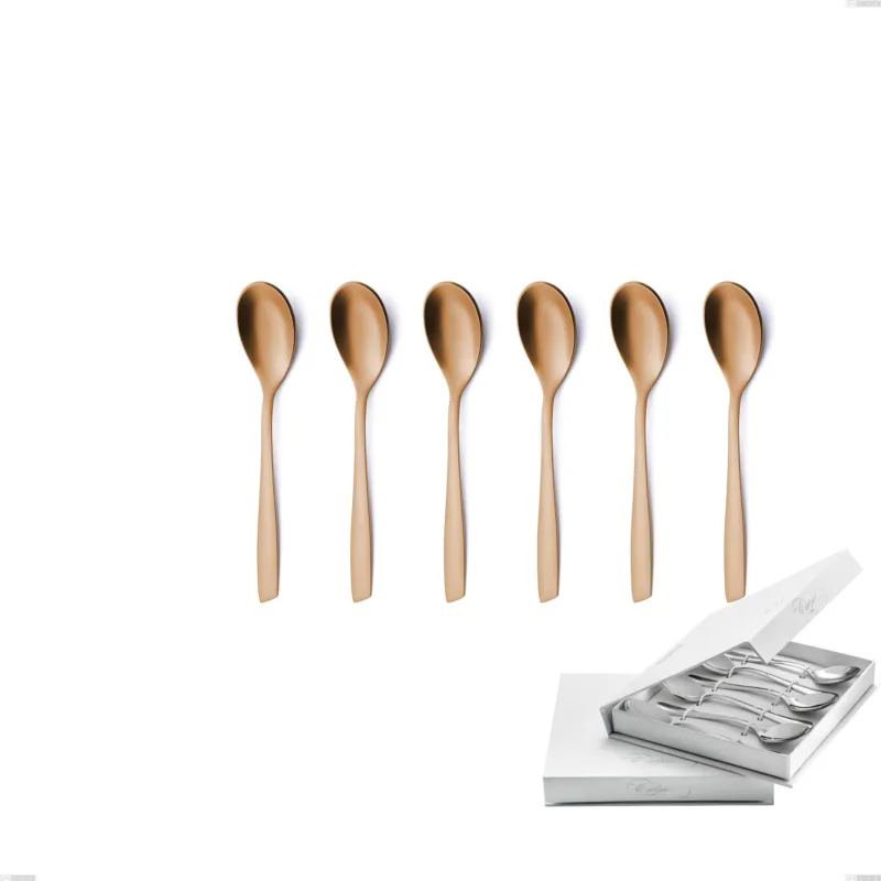 Occasione Confezione a libro 6 pezzi cucchiaini caffè Eleven rose brunita lucida , Acciaio inox 18/10 (AISI 304), spessore 2,5 mm Eme Posaterie