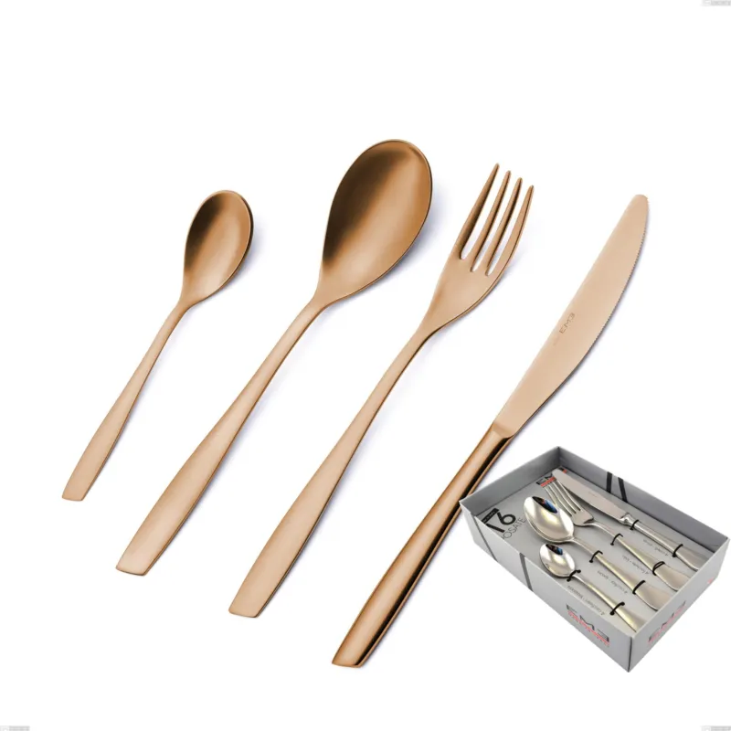 Più Venduto Confezione vetrina 16 pezzi Eleven rose brunita lucida , Acciaio inox 18/10 (AISI 304), spessore 2,5 mm Eme Posaterie