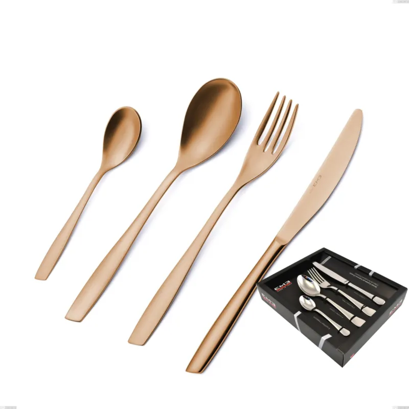 Di Tendenza Confezione vetrina 24 pezzi Eleven rose brunita lucida , Acciaio inox 18/10 (AISI 304), spessore 2,5 mm Eme Posaterie