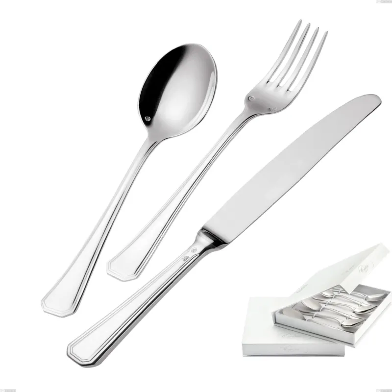 Nuovo Arrivo Confezione a libro 6 pezzi cucchiaini gelato Savoia Argentato 3 mm spessore argento 25 micron, Acciaio inox 18/10 (AISI304) Argento 25 micron, spessore 3 mm Eme Posaterie