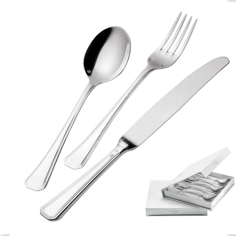 Saldi Confezione a libro 6 pezzi cucchiaini caffè Savoia Argentato 3 mm spessore argento 25 micron, Acciaio inox 18/10 (AISI304) Argento 25 micron, spessore 3 mm Eme Posaterie