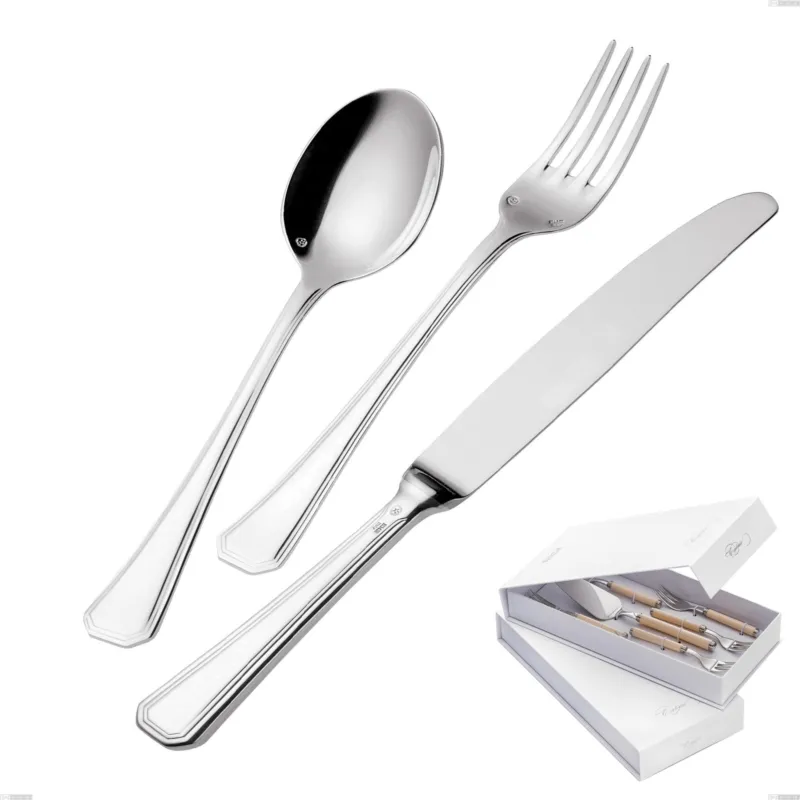 Offerta Lampo Confezione a libro 7 pezzi, forchettine più paletta dolce Savoia Argentato 3 mm spessore argento 25 micron, Acciaio inox 18/10 (AISI304) Argento 25 micron, spessore 3 mm Eme Posaterie