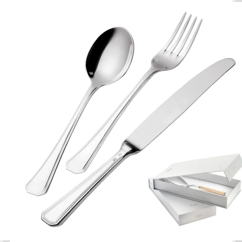 Confezione a libro 1 pezzo pala riso Savoia Argentato 3 mm spessore argento 25 micron, Acciaio inox 18/10 (AISI304) Argento 25 micron, spessore 3 mm Eme Posaterie Nuova Collezione