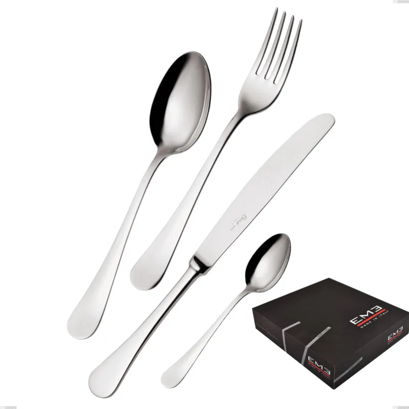 Set di posate 75 pezzi Milano inox 18/10 in confezione regalo coltello economico , Acciaio inox 18/10 (AISI304) lucido a specchio, spessore 2,5 mm Eme Posaterie Di Tendenza