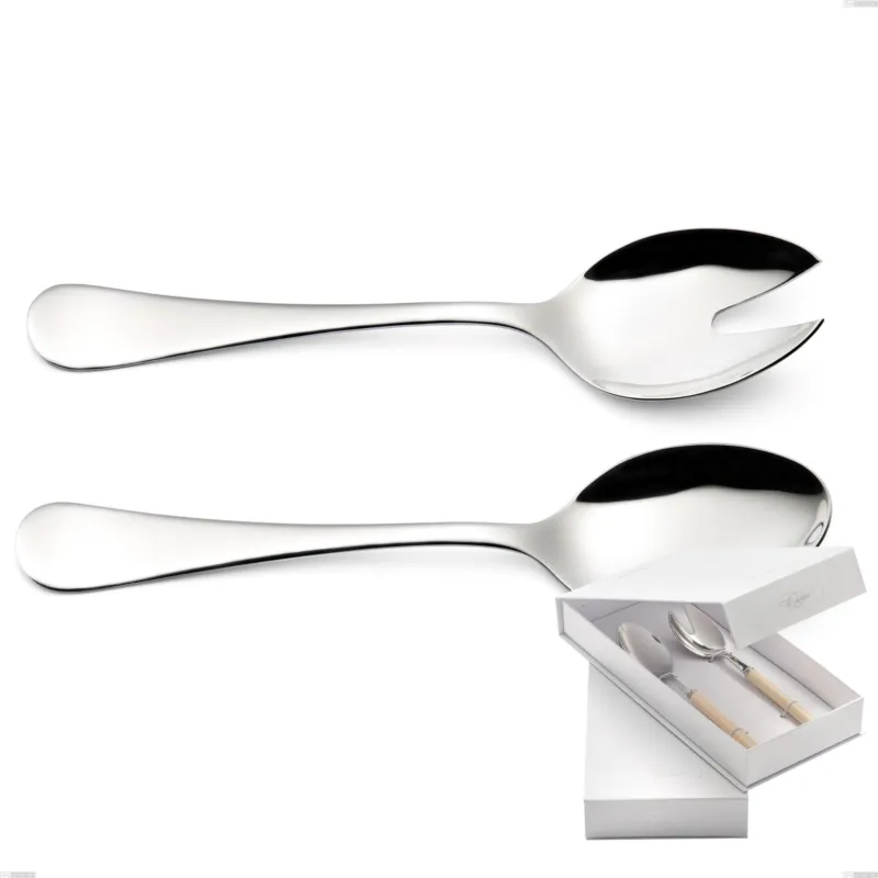 Confezione a libro 2 pezzi insalata Milano inox 18/10 , Acciaio inox 18/10 (AISI304) lucido a specchio, spessore 2,5 mm Eme Posaterie Ultime Pezzi