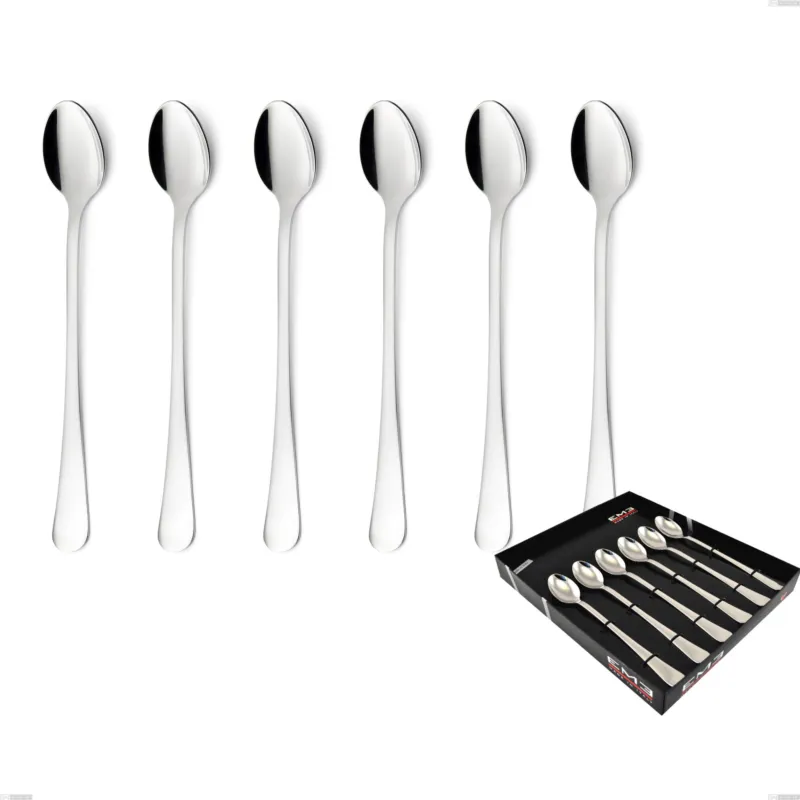 Confezione vetrina 6 pezzi cucchiaini bibita Milano inox 18/10 , Acciaio inox 18/10 (AISI304) lucido a specchio, spessore 2,5 mm Eme Posaterie Professionale