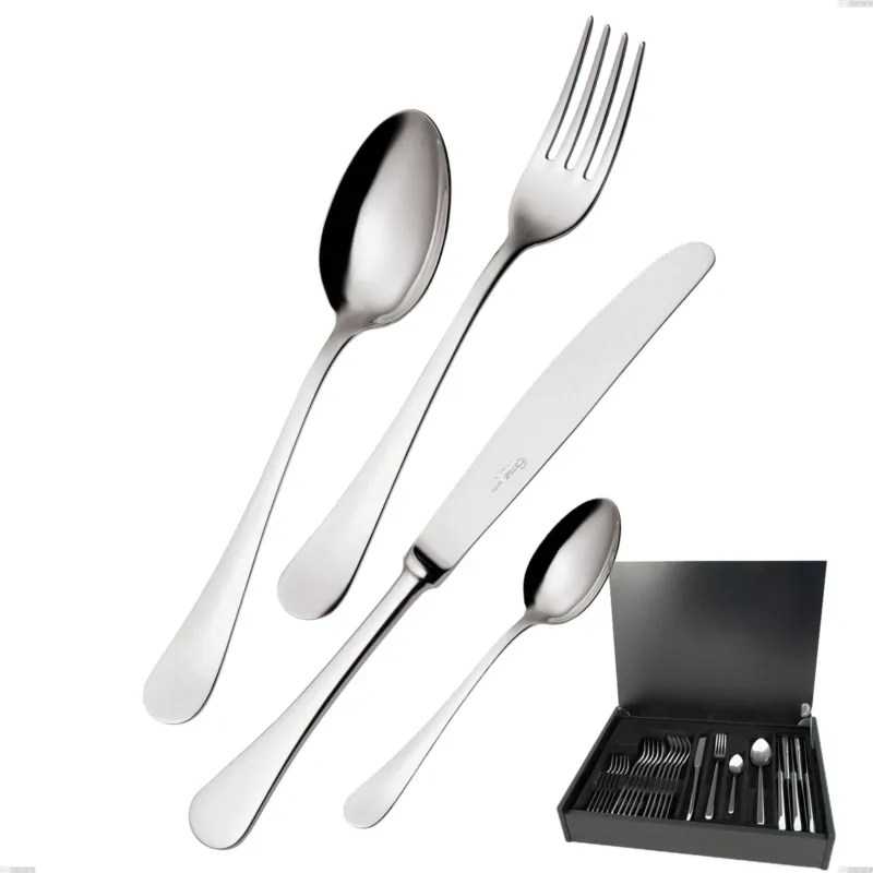 Servizio di posate 24 pezzi in astuccio di legno Milano inox 18/10 , Acciaio inox 18/10 (AISI304) lucido a specchio, spessore 2,5 mm Eme Posaterie Prezzo Scontato