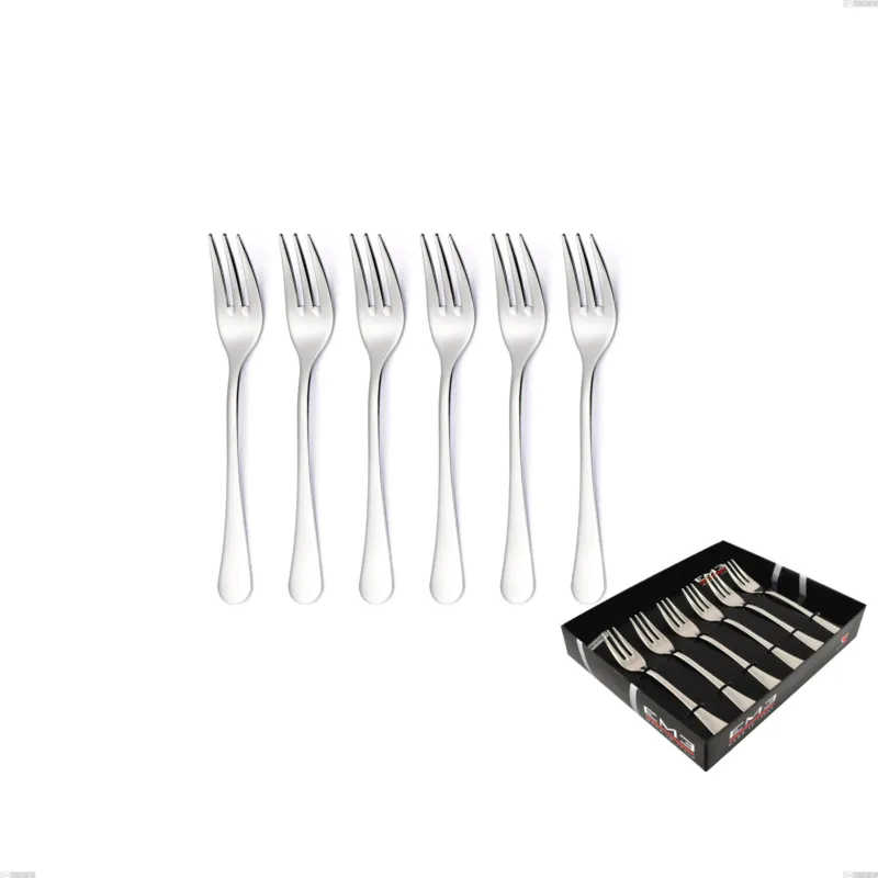 Confezione vetrina 6 pezzi forchettine dolce Milano inox 18/10 , Acciaio inox 18/10 (AISI304) lucido a specchio, spessore 2,5 mm Eme Posaterie Super Prezzo