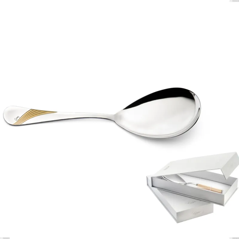 Confezione a libro 1 pezzo pala riso Milano Inciso Oro , 18/10 (AISI304) finitura inox lucido e oro, spessore 2,5 mm Eme Posaterie Saldi
