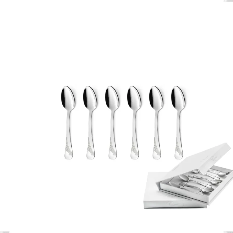 Confezione a libro 6 pezzi cucchiaino moka Milano Inciso , 18/10 (AISI304) acciaio inox Lucido , spessore 2,5 mm Eme Posaterie Prezzo Scontato