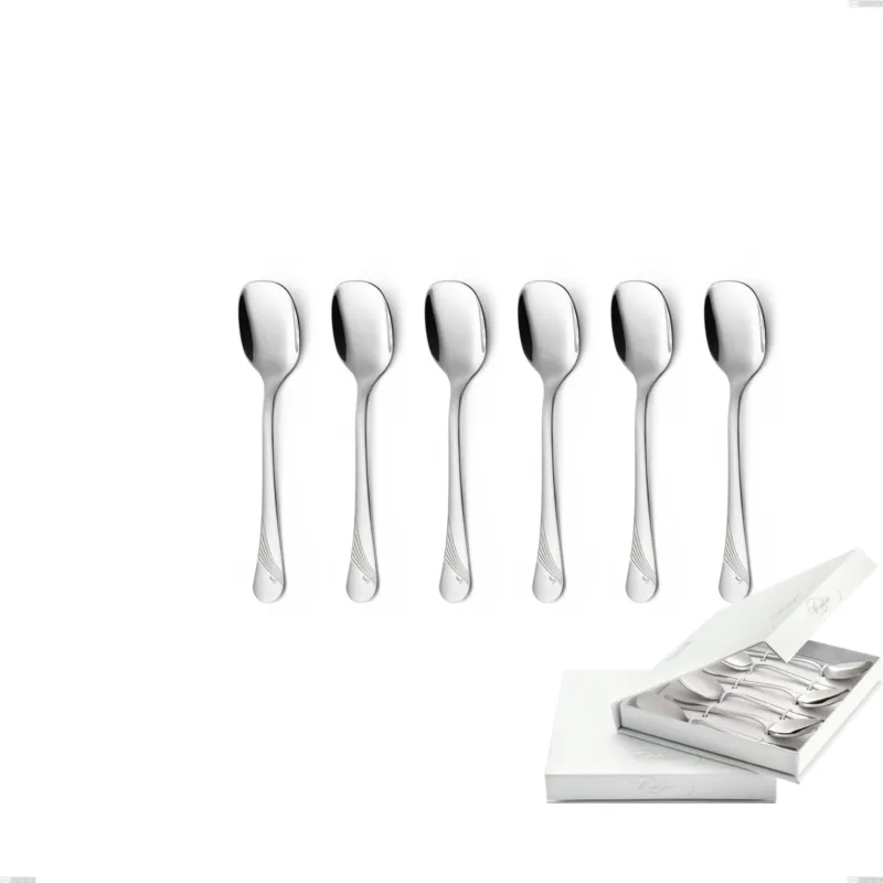 Promozione Confezione a libro 6 pezzi cucchiaini gelato Milano Inciso , 18/10 (AISI304) acciaio inox Lucido , spessore 2,5 mm Eme Posaterie