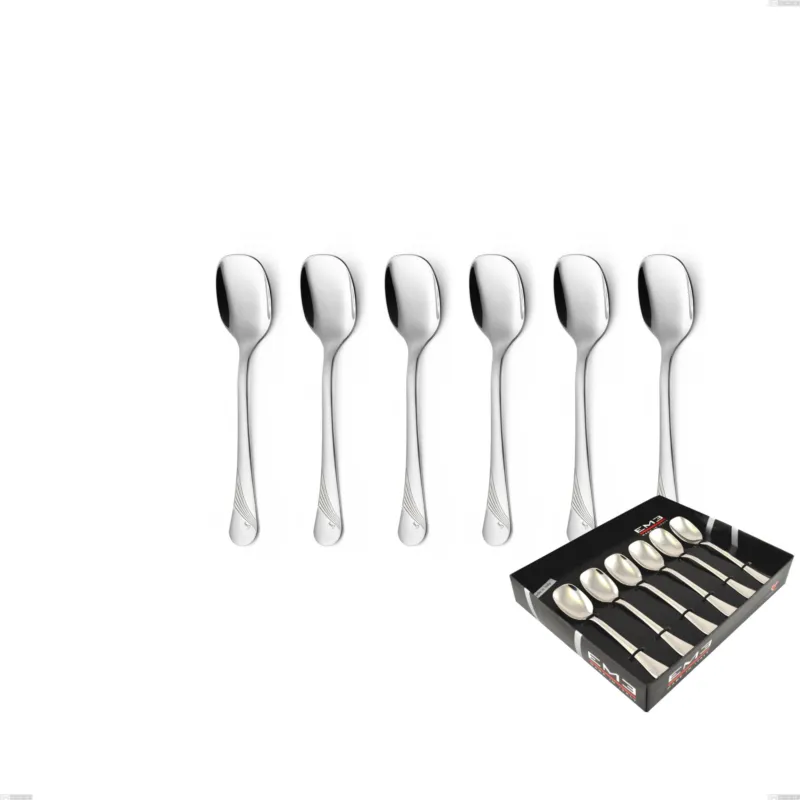 Confezione vetrina 6 pezzi gelato Milano Inciso , 18/10 (AISI304) acciaio inox Lucido , spessore 2,5 mm Eme Posaterie Di Tendenza