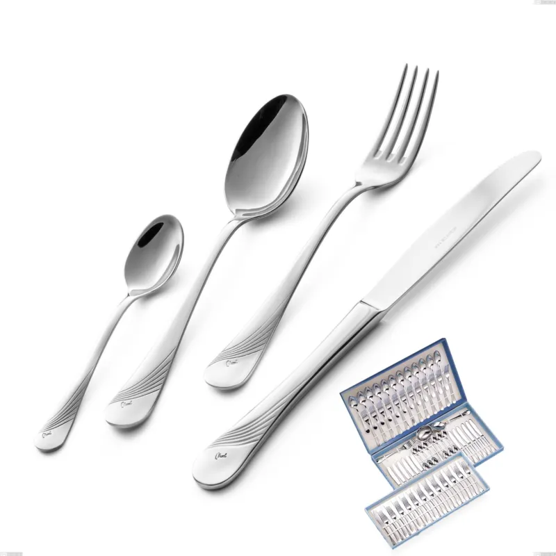 Ultima Occasione Servizio di posate 75 pezzi in astuccio regalo Milano Inciso , 18/10 (AISI304) acciaio inox Lucido , spessore 2,5 mm Eme Posaterie