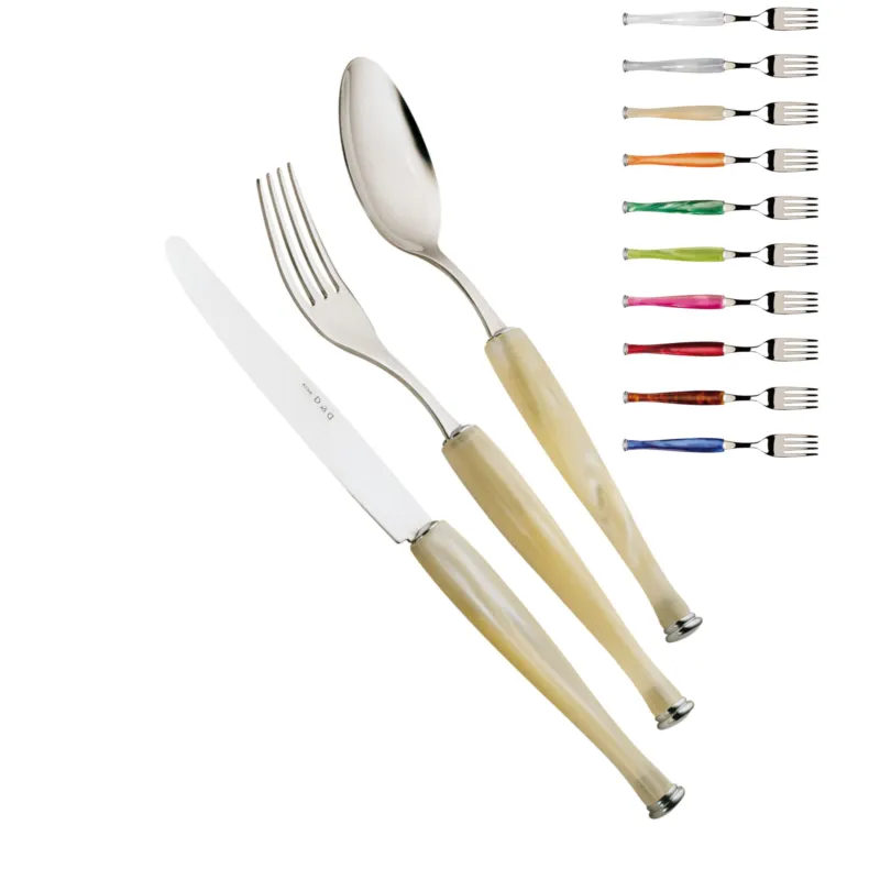 Servizio posate MOTIVI 24 pezzi 6 posti tavola in acciaio inox 18/10 lucido spessore 2,5 mm Manico in acrilico madreperlato lavabile in lavastoviglie Domus e Design tartaruga Pagamento Sicuro