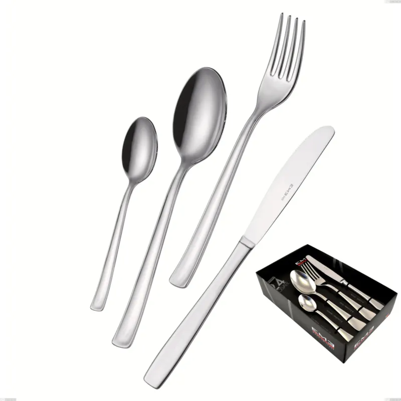 Offerta Limitata Servizio Posate DUNA 24 pezzi 6 posti tavola acciaio inox 18.10 (AISI 304) Finitura LUCIDA spessore 2 mm Eme Posaterie