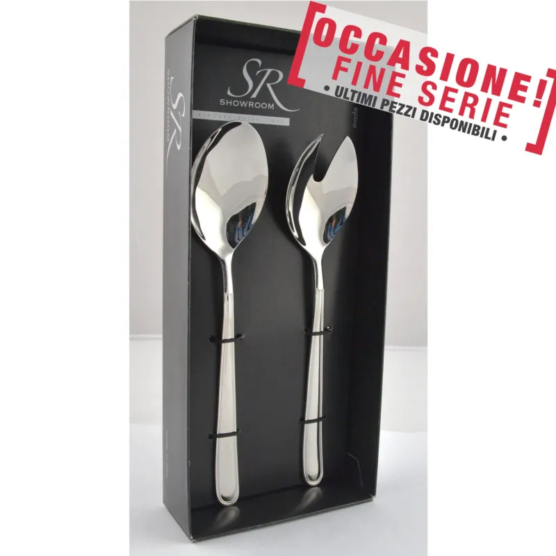 Promo Stagionale Coppia insalata Medea , in Acciaio inox 18.10 (AISI 304) 26 cm , manici in acciaio in confezione vetrina Eme Posaterie