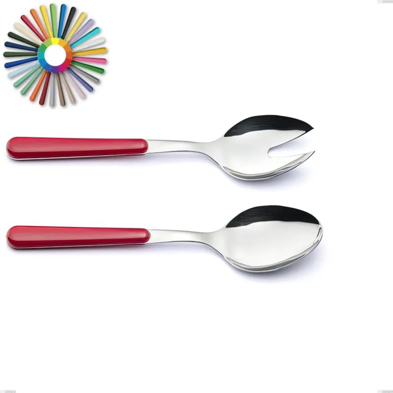 Coppia insalata Brio, Acciaio inox 18.c (AISI 430), manici in abs Dimensioni lunghezza 22,5 cm Eme Posaterie rosa 66 Spedito Oggi