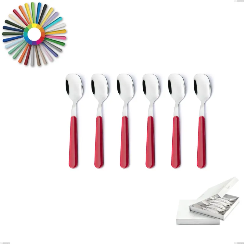 Confezione a libro 6 pezzi cucchiaini gelato Brio, Acciaio inox 18.c (AISI 430), manici in abs Eme Posaterie rosa 66 Bestseller