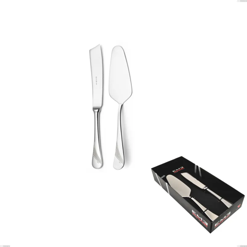 Novità Confezione vetrina 2 pezzi dolce Milano Inciso , 18/10 (AISI304) acciaio inox Lucido , spessore 2,5 mm Eme Posaterie