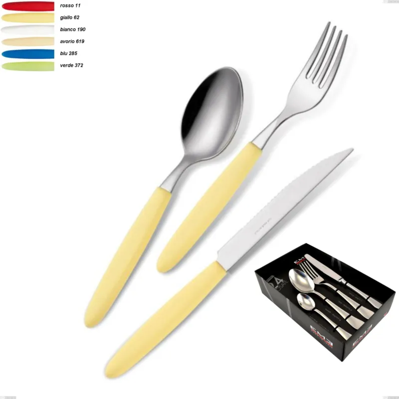 Confezione vetrina 24 pezzi Light, acciaio 18.c Eme Posaterie bianco 190 Vendita Finale