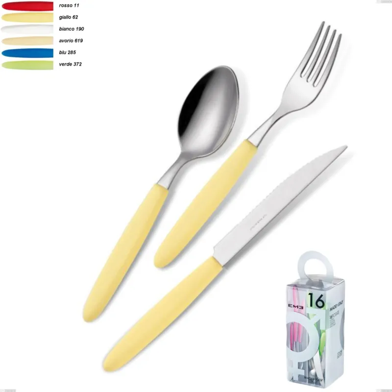 Prezzo Basso Confezione You&Me 16 pezzi Light, acciaio 18.c Eme Posaterie bianco 190