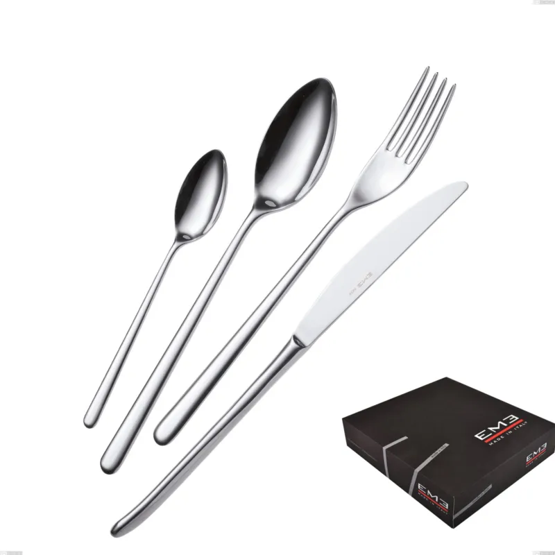 Nuova Collezione Set di posate 75 pezzi Venice in confezione regalo, Acciaio inox 18/10 (AISI304), spessore 4.00 mm Eme Posaterie