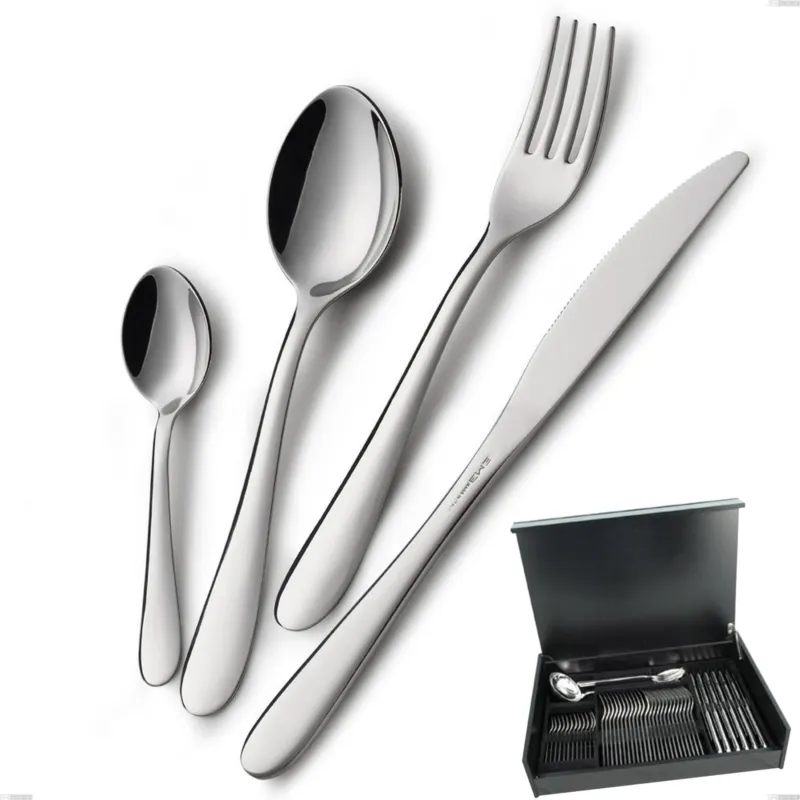 Servizio di posate 51 pezzi in astuccio di legno coltello economico Segno, Acciaio inox 18/10 (AISI304), spessore 1.8 mm Eme Posaterie Economico