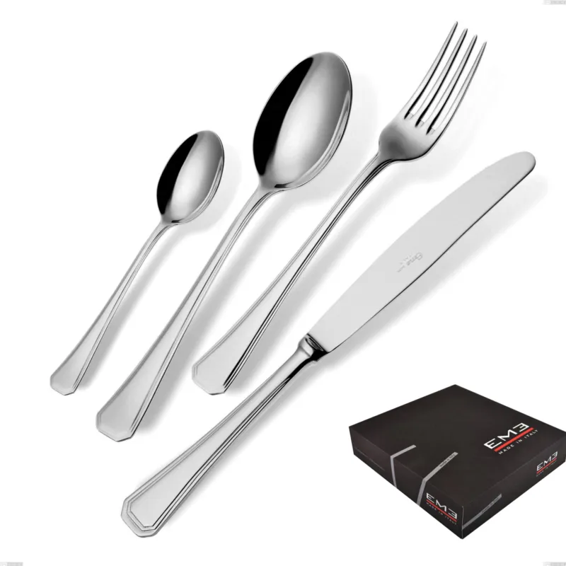 A Buon Prezzo Set di posate 75 pezzi Savoia in confezione regalo coltello manico vuoto, Acciaio inox 18.10 (AISI304), spessore 2.5 mm Eme Posaterie