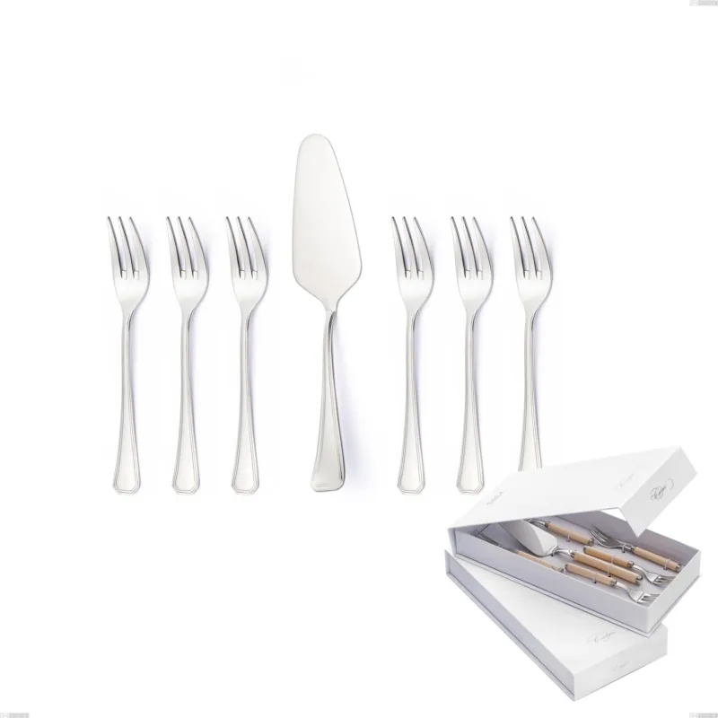 Ultime Pezzi Confezione a libro 7 pezzi, forchettine più paletta dolce Savoia, Acciaio inox 18.10 (AISI304), spessore 2.5 mm Eme Posaterie