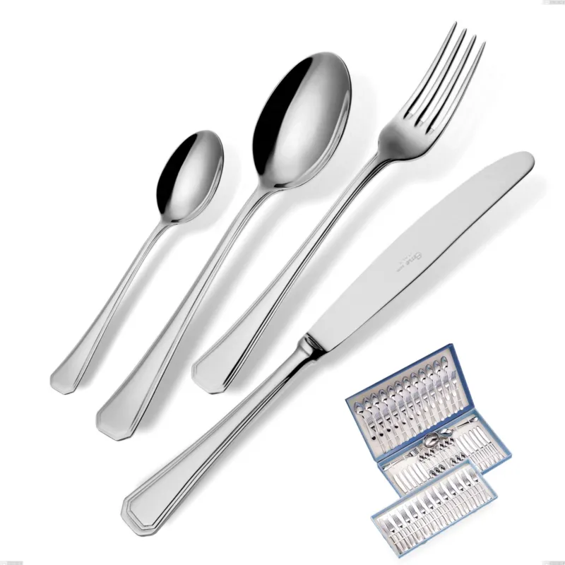 Servizio di posate 75 pezzi in astuccio regalo Savoia, Acciaio inox 18.10 (AISI304), spessore 2.5 mm Eme Posaterie Subito Disponibile