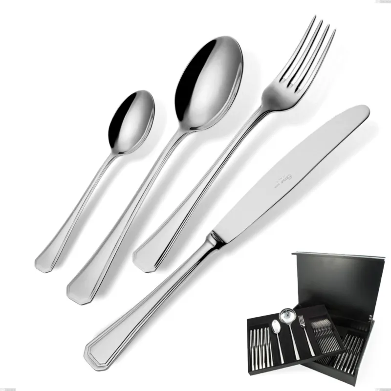Servizio di posate 113 pezzi in astuccio regalo coltello manico vuoto Savoia, Acciaio inox 18.10 (AISI304), spessore 2.5 mm Eme Posaterie Consegna Rapida