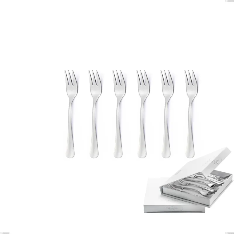 Subito Disponibile Confezione a libro 6 pezzi forchette dolce Oxford, Acciaio inox 18/C (AISI430), spessore 2.00 mm Eme Posaterie