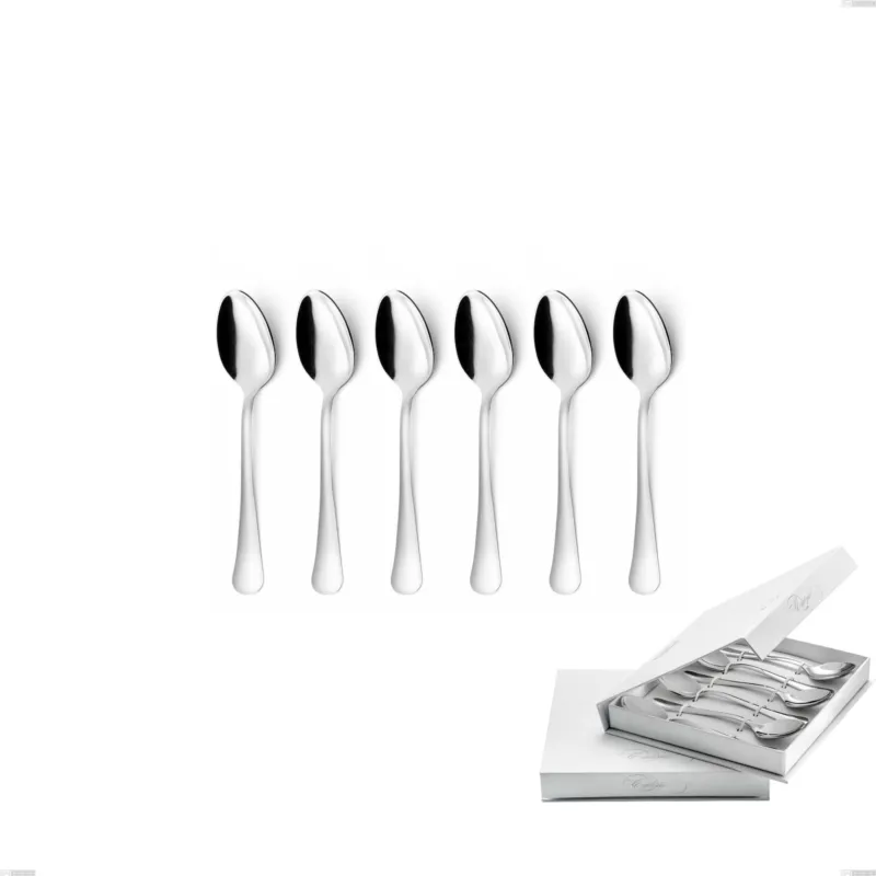 Offerta Speciale Confezione a libro 6 pezzi cucchiaini caffè Oxford, Acciaio inox 18/C (AISI430), spessore 2.00 mm Eme Posaterie