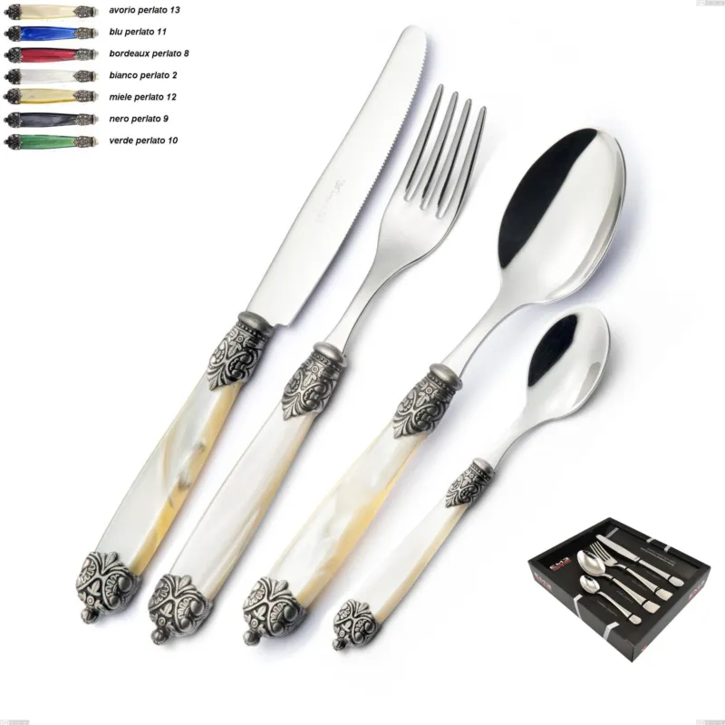 Offerta Confezione vetrina 24 pezzi Mirage, Acciaio inox 18.10 (AISI 304) Eme Posaterie avorio perlato 13