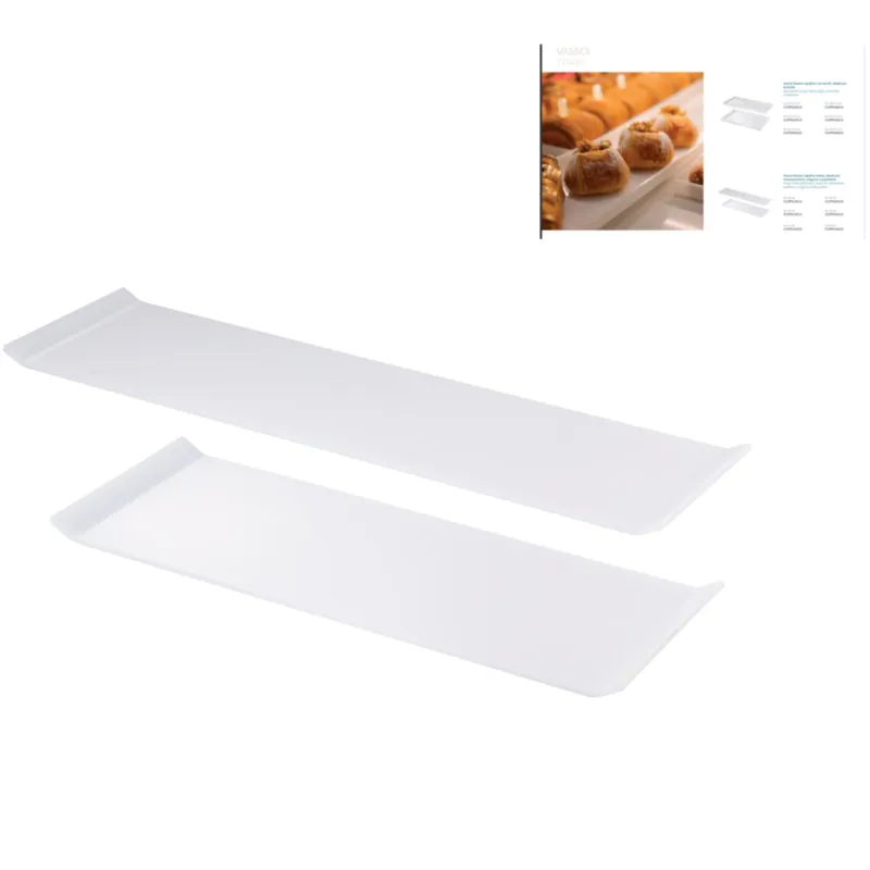 Compra Oggi Stesso Vassoio piano, ideale per monoporzioni, mignon e pralineria Dimensioni 60x10 cm Forma piatta Colore opalino Erreenne srl