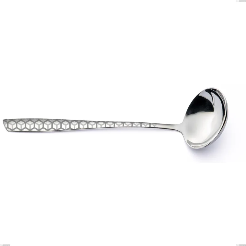 Mestolo eleven exa, Acciaio inox Aisi 304 Acciaio lucido disegno laser, spessore 2.5mm, lunghezza 302 mm Eme Posaterie Bestseller