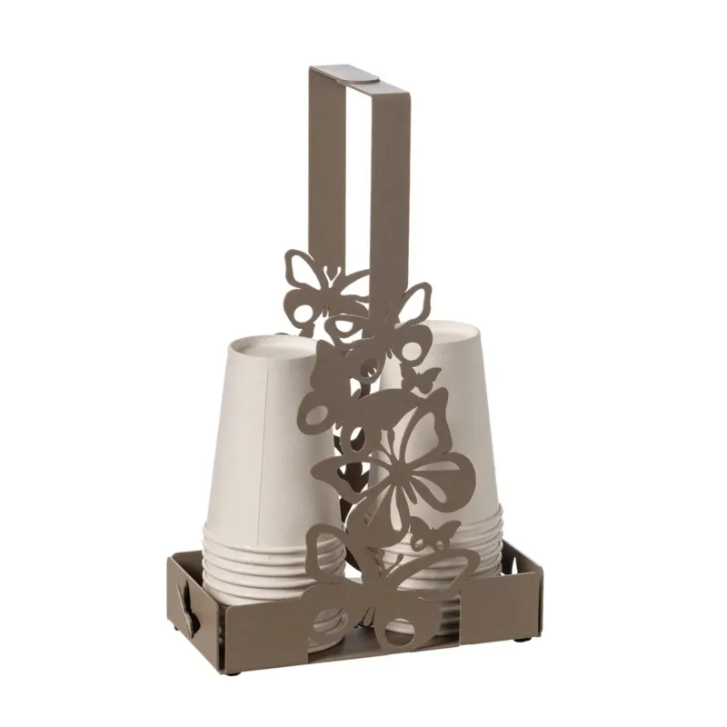 Affare Portabicchieri Le farfalle, sono protagoniste in questo porta bicchieri FARFALLOSO 16x8x h27 cm Pratico e funzionale, colore beige Arti e Mestieri