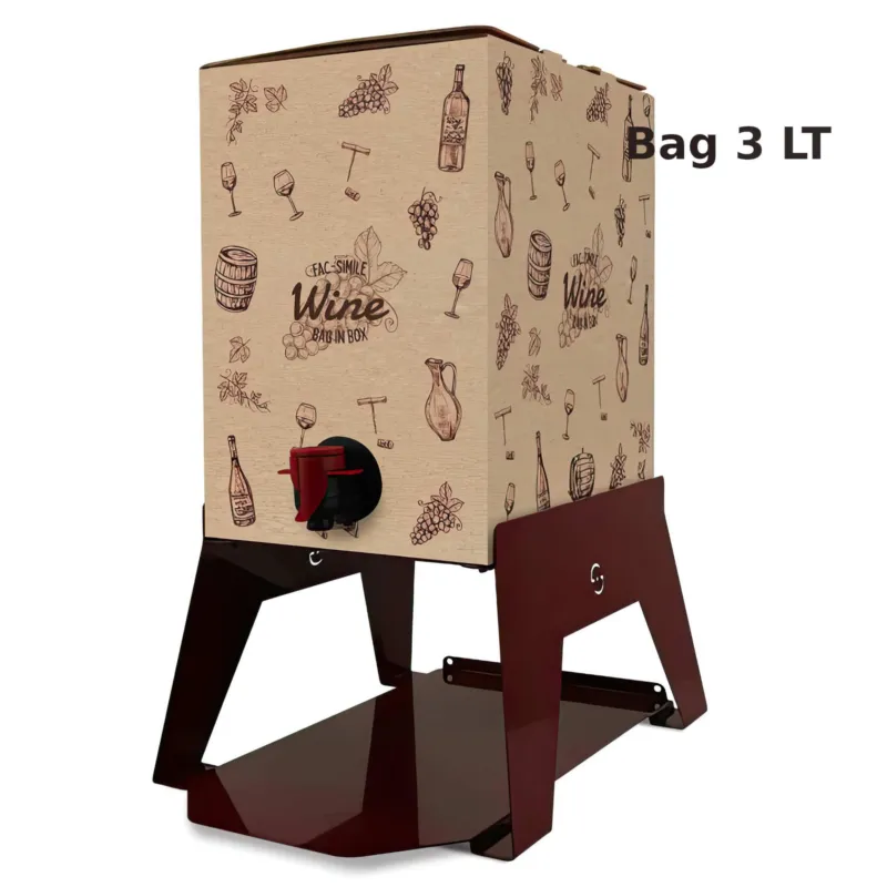 Porta Bag in Box 3 Litri - Bacco - per Vino e Olio Colore Red Wine 10 cm Dimensioni 19x27,2 x h 14,2 cm forma quadrata red Wine LISA SRL Più Venduto
