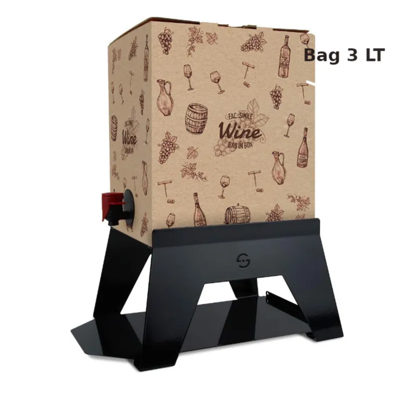 Porta Bag in Box 3 Litri - Bacco - per Vino e Olio Colore NERO 10 cm Dimensioni 19x27,2 x h 14,2 cm forma quadrata Nero LISA SRL Economico