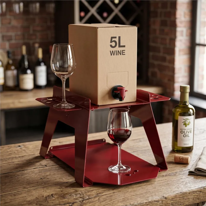 Porta Bag in Box 5 Litri - Bacco - per Vino e Olio Colore Red Wine 15 cm Dimensioni 19x27,2 x h 14,2 cm forma quadrata red Wine LISA SRL Esclusivo