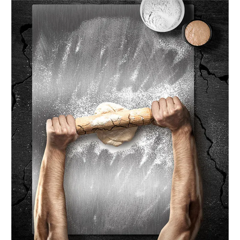 Miglior Prezzo Tagliere Spianatoia per Alimenti GRANDE Dimensione 80x55 cm In acciaio INOX Alimentare Peso kg 7,8, con piedini antiscivolo colore cromo LISA SRL